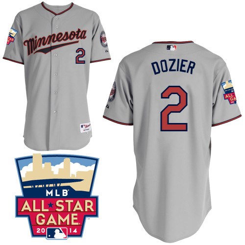 Brian Dozier #2 Youth Baseball Jersey-Minnesota Twins Authentic 2014 ALL Star Road Gray Cool Base MLB Jersey